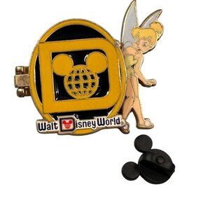 Walt Disney World Retro Logo Tinkerbell Trading Pin Cameo Picture Lapel Pin